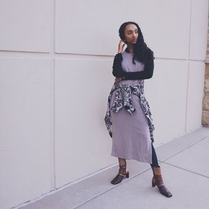TAUPE GRAY H&M SLIT MAXI DRESS 👗